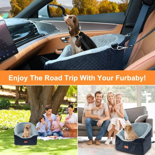 Miniatura 7 de Asiento de coche para perros Vivifying para perros pequeños y medianos, asiento elevador desmontable y lavable para mascotas de hasta 30 libras