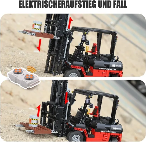 Miniatura 2 de Mould King 13106 Kit de Bloques de Construcción de Montacargas, Modelo de Camión Elevador de Estantería de Servicio Pesado MOC con Control Remoto