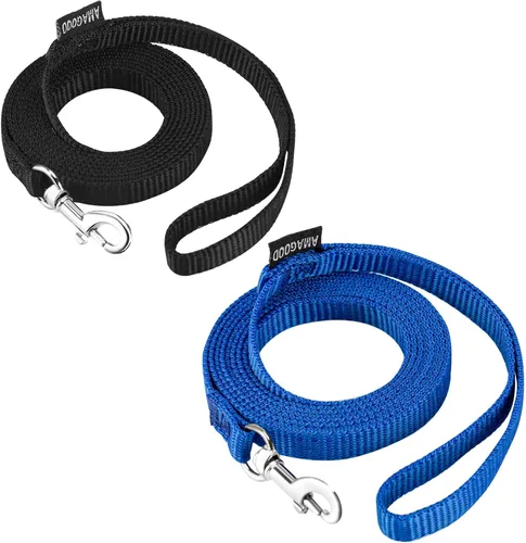 Miniatura 68 de AMAGOOD 6 pies de correas para cachorros/perros, correa de estilo tradicional resistente con gancho de cuello fácil de usar, correa para perros Negro