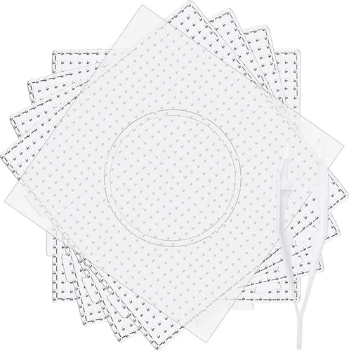4 piezas de cuentas cuadradas grandes de 0.197 in con fusibles de plástico con papel de planchar, pinzas de cuentas para niños, cuentas artesanales
