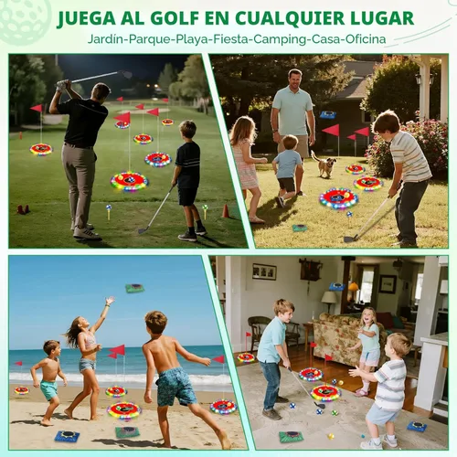 Miniatura 5 de TERRAMUS Juego de golf y lanzamiento que brilla en la oscuridad, juego de objetivos LED 2 en 1 con 2 palos, 18 bolas, 6 bolsas de frijoles, juguete