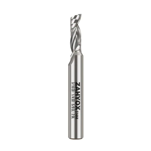 ZahyoX O Flute Upcut - Broca de carburo sólido en espiral, vástago de 1/4 de pulgada, fresadora de extremo CNC de una sola flauta, 3/16 de diámetro