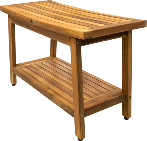 Miniatura 19 de EcoDecors Eleganto - Banco Taburete de ducha de madera de teca impermeable de 16 pulgadas de altura, color natural, silla de asiento para ducha