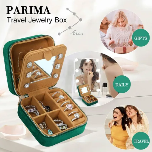 Miniatura 7 de Joyero Constellation para niñas y mujeres, joyero de viaje de terciopelo de felpa Joyero de viaje para mujer Estuche de viaje pequeño para joyería