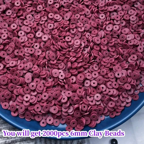 Miniatura 2 de 2000 cuentas de vinilo Heishi planas, redondas, de arcilla polimérica, espaciadoras para hacer pulseras, collares, aretes, accesorios, bricolaje