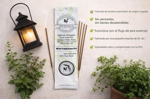 Miniatura 10 de Mintronella - Varillas de incienso repelente de mosquitos de citronela y menta fabricadas en Estados Unidos, paquete de 100 unidades, repelente