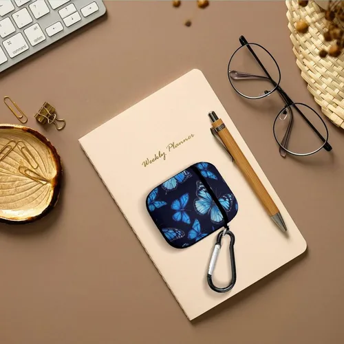 Miniatura 7 de Funda protectora de silicona compatible con Airpods 2 y 1 (hermosas mariposas, mariposas azules)