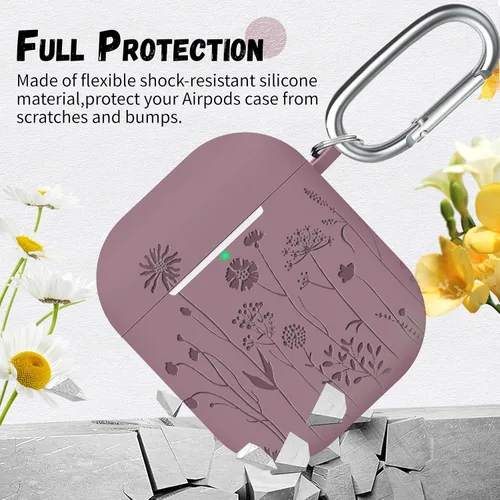 Miniatura 3 de Funda protectora de silicona suave compatible con Apple AirPods de 2ª y 1ª generación con llavero (violeta ahumado)