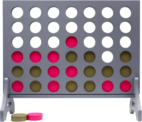 Miniatura 30 de Juego gigante 4 en una fila para familia y adultos – Tailgating Pros Jumbo de madera gris cuatro en una fila juego de patio para interiores