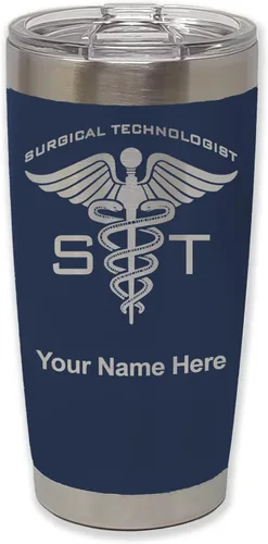 Miniatura 20 de LaserGram Vaso aislado al vacío de 20 onzas, ST Surgical Technologist, grabado personalizado incluido (gris)