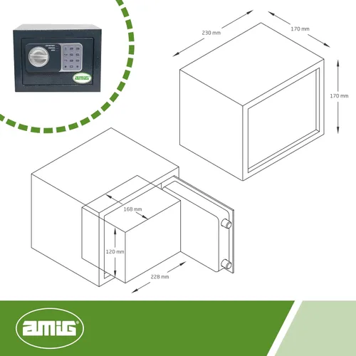 Miniatura 7 de Amig - Caja fuerte con código - Caja fuerte superpuesta - Acero - Pequeño camuflaje - Ideal para el hogar - Protección del dinero y joyas de valor