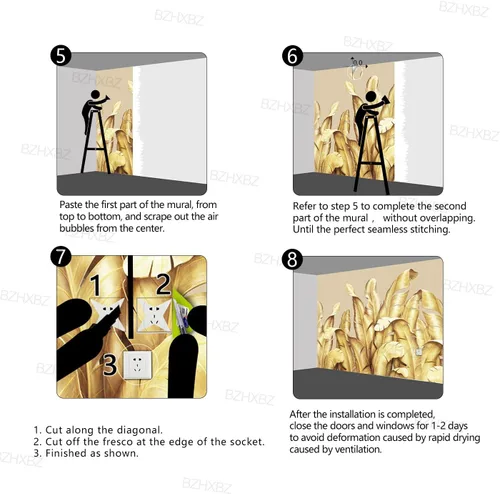 Miniatura 124 de Papel pintado botánico de selva tropical Hojas verdes de planta murales Estética para decorar habitación Sala de estar Fondo de TV Gran mural de B033