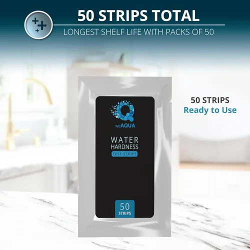 Miniatura 3 de Kit de prueba de dureza del agua WeAQUA - DoubleCheck 50 tiras - Kit de prueba de agua dura – Prueba calcio y magnesio (0–425 PPM) – para grifo