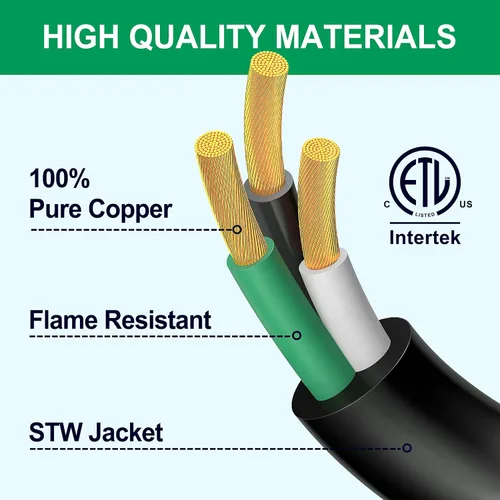 Miniatura 5 de Stright Cable de extensión de alimentación para RV de 100 pies 30 amperios, cable de extensión de alimentación para RV NEMA TT-30P macho a TT-30R