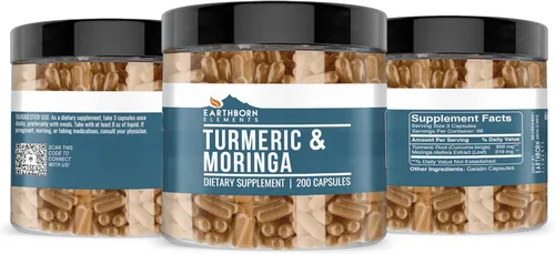 Miniatura 4 de Earthborn Elements Cúrcuma y Moringa 200 cápsulas, pura y sin diluir, sin aditivos