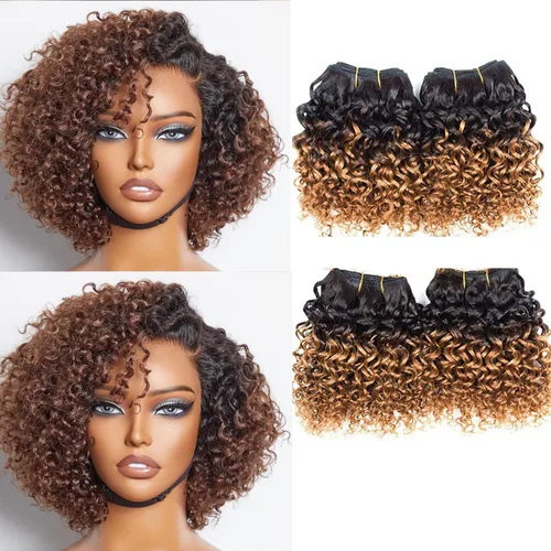Miniatura 74 de Extensiones de pelo rizado brasileño de Selina, pelo virgen brasileño, 100 gramos/paquete, color natural (16 pulgadas, rizado)