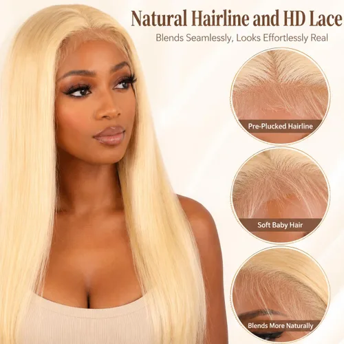 Miniatura 3 de Peluca de cabello humano lacio 613 con encaje frontal de 22 pulgadas, peluca rubia con encaje frontal HD de 13 x 4, cabello Remy brasileño