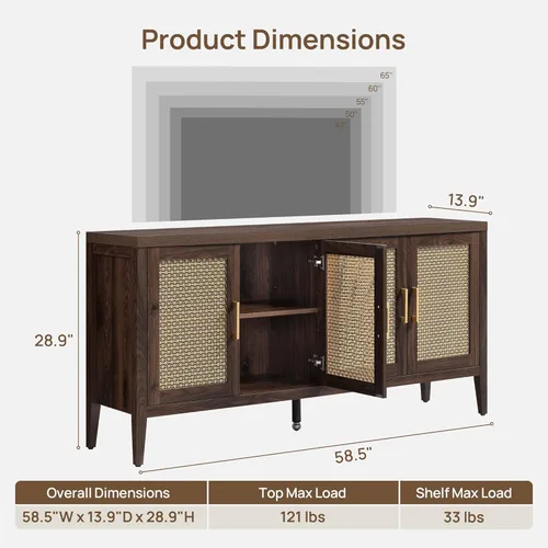 Miniatura 2 de SICOTAS Soportes de TV para sala de estar, centro de entretenimiento con almacenamiento para dormitorio, modernos soportes de televisión de mediados