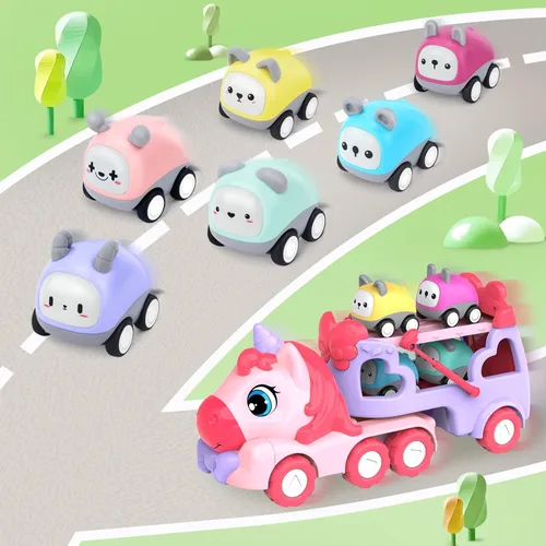 Miniatura 4 de Vehículo de camión 7 en 1 para niños pequeños de 2 a 4 años, auto de unicornio con luces y música, juguetes para niñas de 2 a 4 años, juguetes