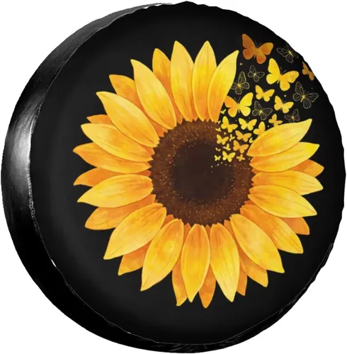 Miniatura 18 de Daisies Music Notes - Cubierta de neumático de repuesto de girasol, protector de rueda a prueba de polvo, para remolque, caravana, SUV y muchos