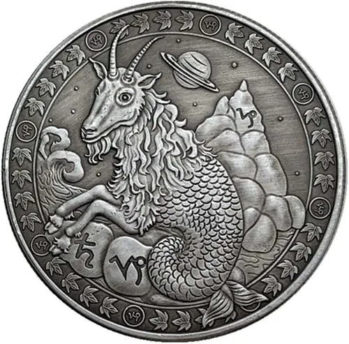 Miniatura 9 de Aomcisi Moneda creativa de doce constelaciones del zodiaco, monedas conmemorativas de plata antigua, decoración del hogar, manualidades, colección