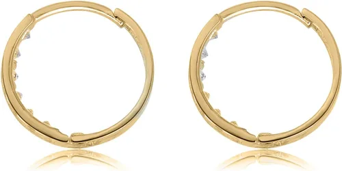Miniatura 2 de AVORA Aretes de aro Huggie de diamantes de imitación con circonita cúbica de oro de 10 quilates en oro amarillo o blanco