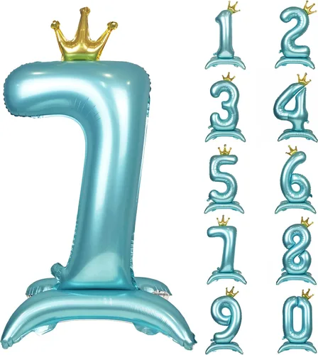 Miniatura 19 de Globos de aluminio grandes con corona negra número 0 para niños y niñas, cumpleaños, boda, aniversario, fiesta, baby shower, suministros 0