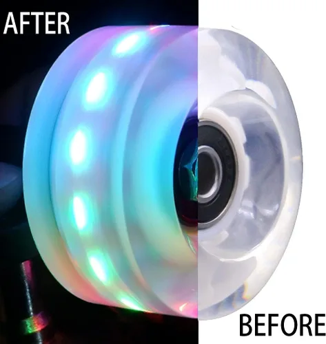 Miniatura 2 de Paquete de 4 ruedas de patinaje con luces de 1.260 x 2.283 in 78A, ruedas de patinaje con rodamientos instalados para interiores o exteriores, 3 LED