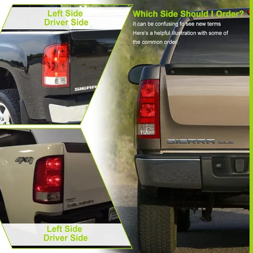 Miniatura 4 de Luz Trasera para 2007-2013 GMC Sierra 1500 (SL, SLE, SLT, WT) - 2007-2014 GMC Sierra 2500 3500 HD Luz trasera con bombillas y arnés GM2800208 Lado