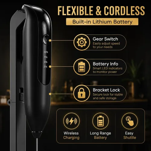 Miniatura 4 de GOCHA Espumador de leche recargable, espumador de leche eléctrico USB-C de mano, batidor de doble resorte, máquina de espuma de 2 velocidades