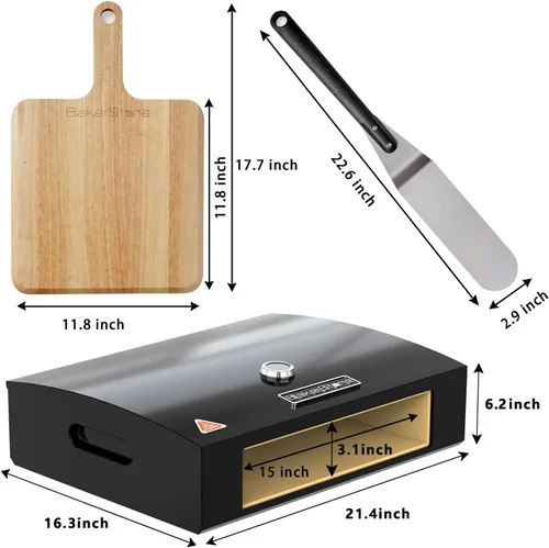 Miniatura 5 de BakerStone Horno de pizza al aire libre, horno de pizza de gas propano para parrilla, cámara de cocción de piedra de 5 lados, kit de caja de horno