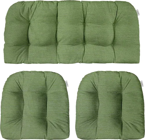 Miniatura 55 de RSH DECOR: Sunbrella - Juego de 3 cojines de mimbre copetudos 41 x 19 pulgadas y 19 x 19 pulgadas Fabricado con tela de rendimiento Sunbrella