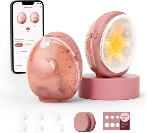 Miniatura 32 de Momcozy Air 1 - Bomba extractora de leche ultradelgada, sacaleche portátil manos libres con estuche de carga inalámbrica y control por aplicación