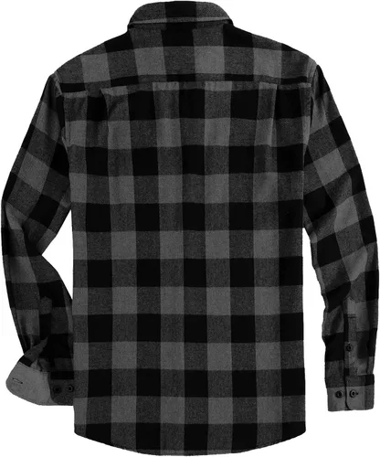 Miniatura 2 de Camisa casual de franela de manga larga para hombre, ajuste regular, con botones y dos bolsillos