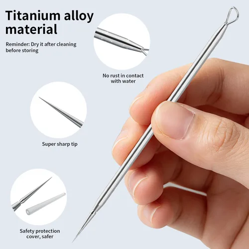 Miniatura 6 de ZIZZON Lanceta de titanio aguja acné removedor de espinillas extractor de espinillas herramienta de popper