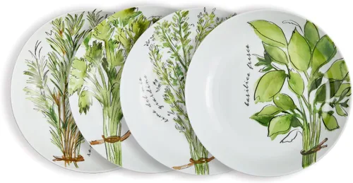 Miniatura 8 de Rosanna Azul - Juego de 4 cuencos para pasta, 8.25 pulgadas, cuencos de porcelana para pasta, cuencos poco profundos, aptos para lavavajillas
