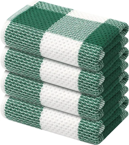 Miniatura 13 de Mordimy Toallas de cocina 100% algodón con tejido de gofre, 13 x 28 pulgadas, paños de cocina súper suaves y absorbentes para secar platos, paquete