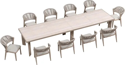 Miniatura 69 de PURPLE LEAF Juego de comedor redondo de 5 piezas de gran tamaño, marco de aluminio y mimbre de ratán para patio, mesa y sillas con cojines