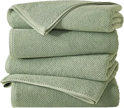 Miniatura 64 de Great Bay Home Toalla de baño blanca – Toalla de baño de gran tamaño 100% algodón de 68 x 35 pulgadas – Absorbente, de secado rápido, toalla de baño
