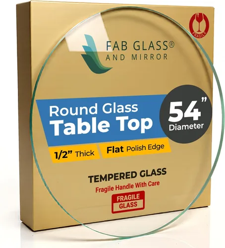 Miniatura 100 de Fab Glass - Mesa redonda de cristal de 48 in, grosor de 3/4 in, cristal pulido plano templado, Vidrio, Transparente