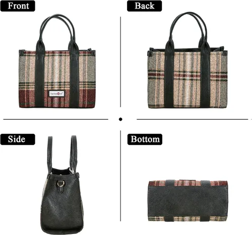 Miniatura 6 de Bolso a cuadros para mujer, bolso a cuadros con asa superior, bolsa de trabajo, bolsa de hombro cruzada para viajes de oficina