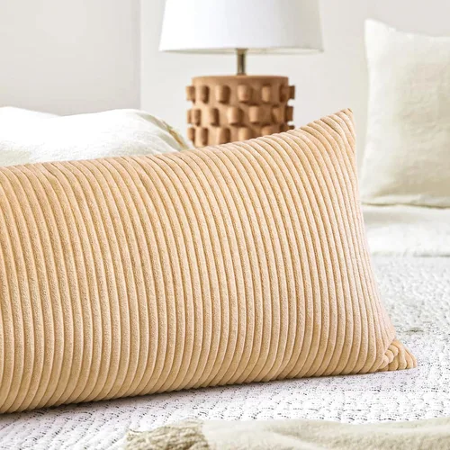 Miniatura 188 de Artscope Fundas de Almohada de Pana a Rayas Acogedoras Súper Suaves Decorativas Cuadradas Fundas de Cojín para Sofá Sillón Dormitorio Decoración