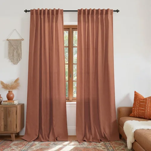Miniatura 66 de KOUFALL Cortinas de lino azul marino de 84 pulgadas de largo, cortinas transparentes azul oscuro para sala de estar y dormitorio, medianoche