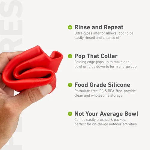 Miniatura 4 de humangear Flexibowl Cuenco convertible para acampar Sobre la marcha Plegable y fácil de limpiar, gris
