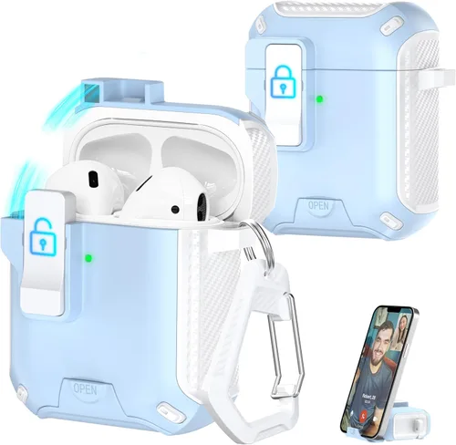 Miniatura 62 de R-fun - Funda para audífonos compatible con AirPods de 4.ª generación 2024, cubierta protectora de expulsión automática a prueba de caídas, puerto