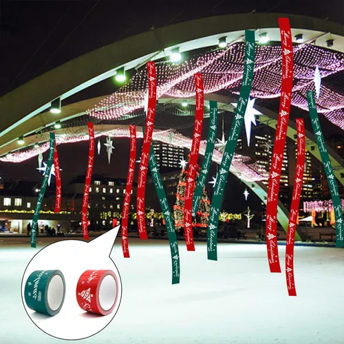 Miniatura 6 de Cinta de señalización verde para decoraciones navideñas, cintas decorativas no adhesivas de Feliz Navidad, cinta de marcado de 2 pulgadas x 164 pies