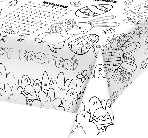 Gatherfun Mantel desechable de papel de Pascua para decoración de mesa de papel de Pascua para niños, decoración de fiesta escolar, 54 x 88