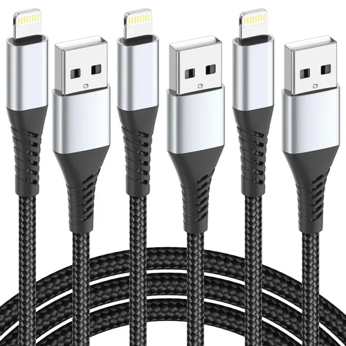 Miniatura 11 de Cable corto de carga para iPhone de 6 pulgadas, paquete de 3 cables USB a Lightning de 0.5 pies, cable corto trenzado para iPhone de carga rápida