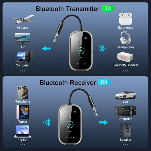 Miniatura 9 de Ultra Xmagpot Transmisor Receptor Bluetooth 5.4 - Aluminio CNC y Vidrio Cerámico Enlace Dual para 2 AirPods/Auriculares Audio aptX Adaptativo/HD