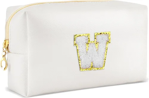 Miniatura 51 de URSKYTOUS Regalos para niñas, bolsa de maquillaje con inicial, bolsa de cosméticos personalizada con cremallera, bonita bolsa de aseo de viaje, Azul